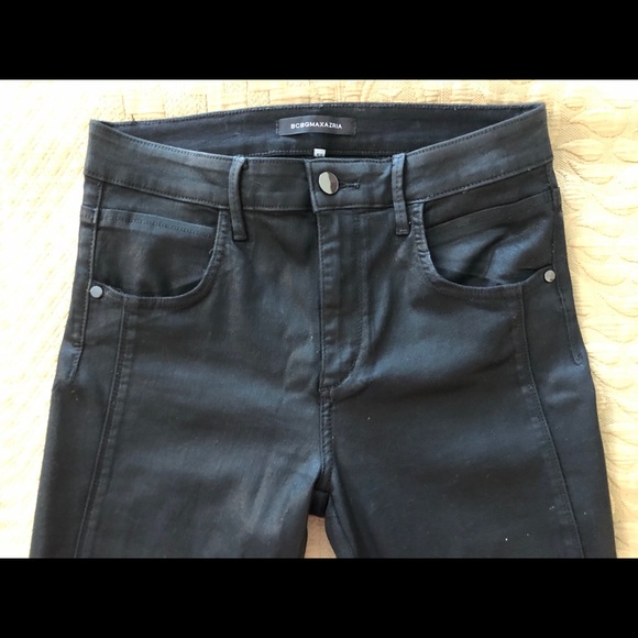 BCBG Dress Leather-Look Waxed Denim - Picture 4 of 4